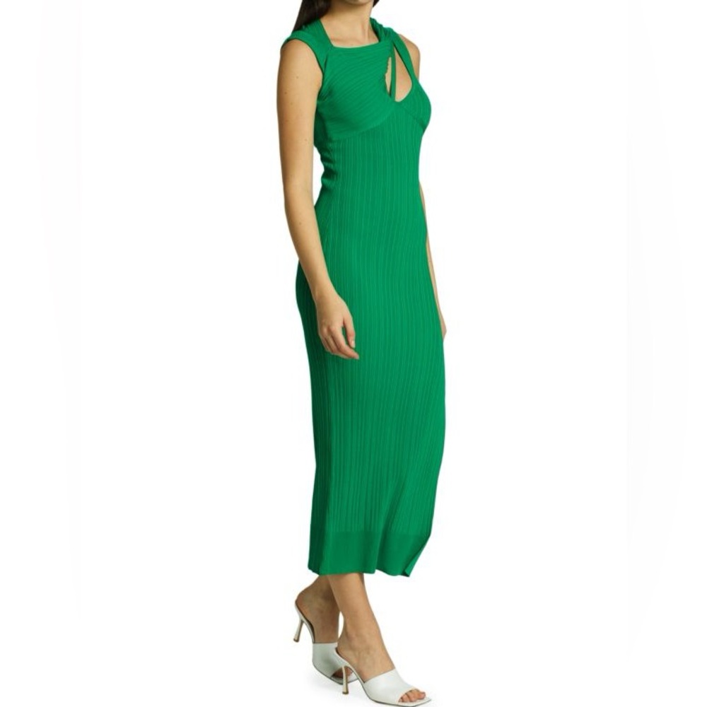 Aknvas Green Ribbed Cutout Midi Dress | NWT | Size M
